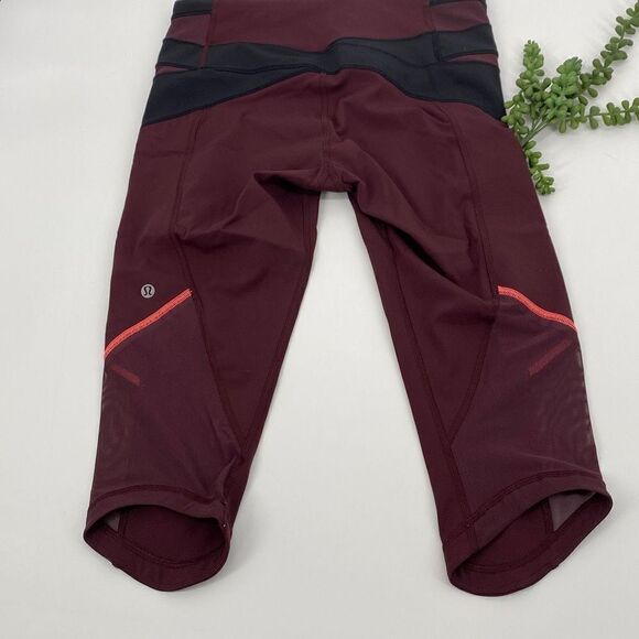 Lululemon Kris Cross Crop Legging  Full-On‎ Luxtreme Bordeaux Drama Black Size 6 - Picture 6 of 12